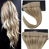 Sunny #18/613 Ash Blonde Mixed Bleach Blonde Halo Hair Extensions Blonde Remy Hair Wire Headband Extensions 16inch 80g/pack