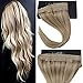 Sunny #18/613 Ash Blonde Mixed Bleach Blonde Halo Hair Extensions Blonde Remy Hair Wire Headband Extensions 16inch 80g/pack