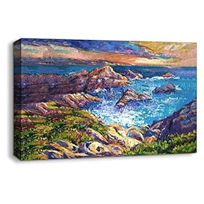 Abstract Beautiful Landscape Ocean Mountain Painting Artwork for Home Framed