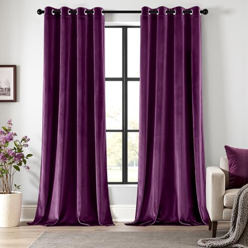 ANRODUO Purple Velvet Curtains Length
