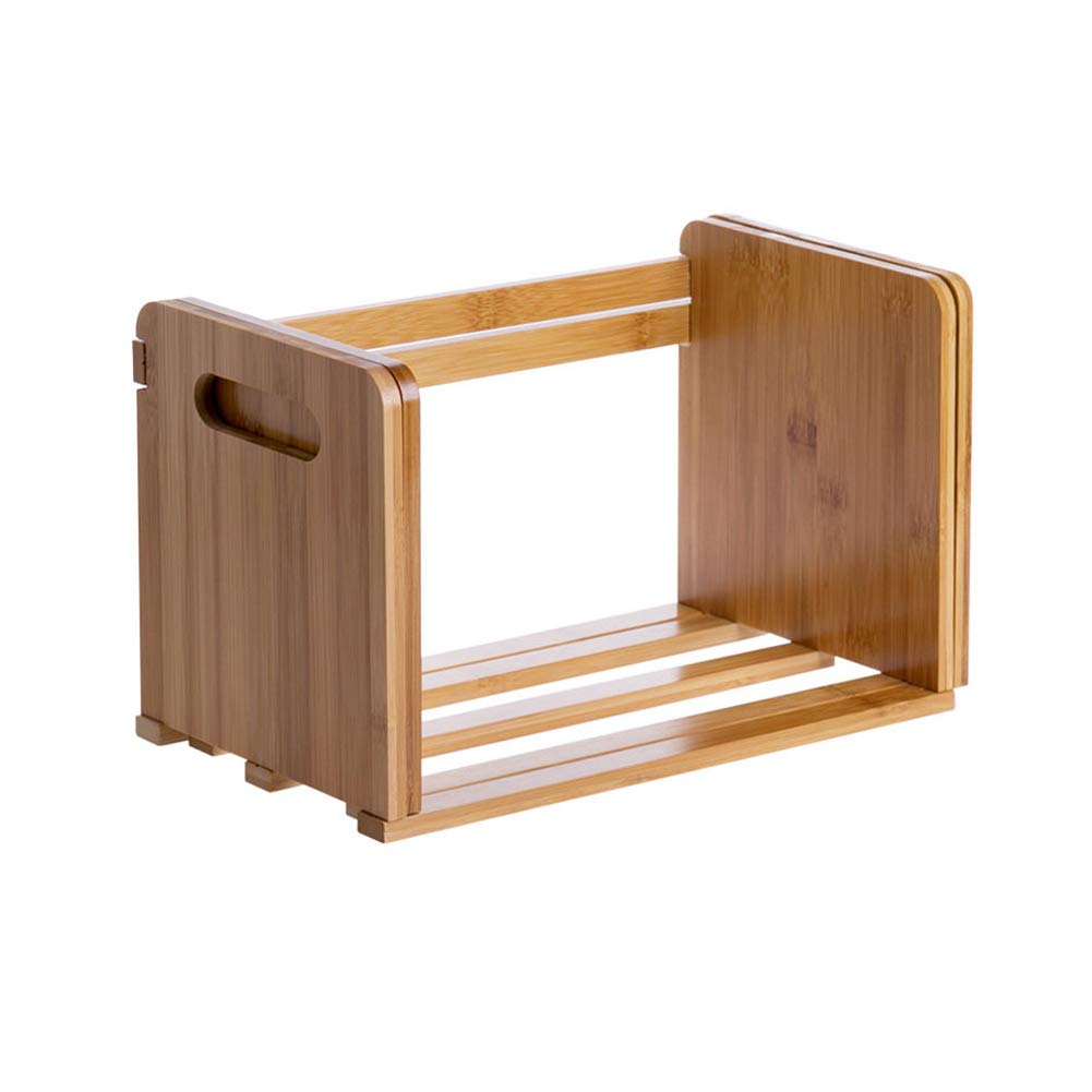 HomDSim Bamboo Desktop Bookshelf Adjustable Storage Organizer Display Shelf Rack,Countertop Platforms, Book Stands Shelves