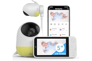 ELLIE BABY PRO Ellie Baby Plus: 5" Monitor with 2.5K FHD Camera, Face Cover Alert,Crying & Breathing Detect, Night Vision, 2-Way Audio, Pan-Tilt-Zoom, Crib & Wall Mount All Inside,No WiFi, No Subscription, with APP