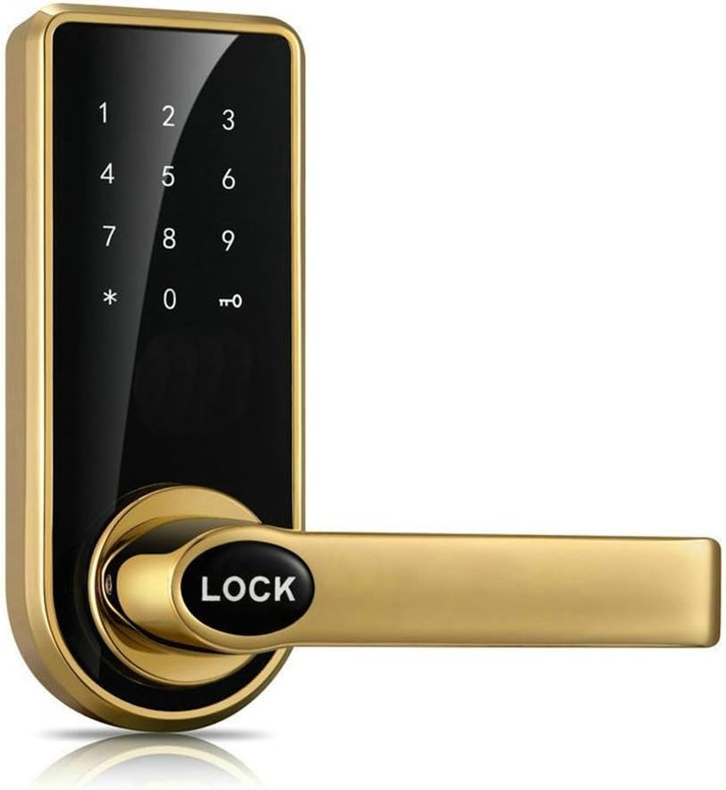 Door lock password + key + swipe card three - in - one zinc alloy ...
