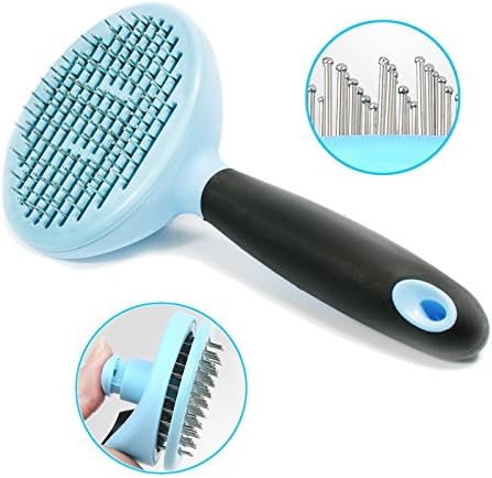 Dog Brush, Grooming Brush, DeShedding Tool Rake Pet Fur Painless Round Needle Bristle Safe Pet Friendly Pin Brush Quick Clean for Cat Dog Long Hair
