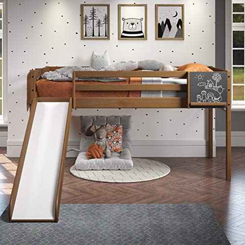 Cindy Kids Loft Bed with Slide, Twin Loft Bed with Slide, Toddler Loft