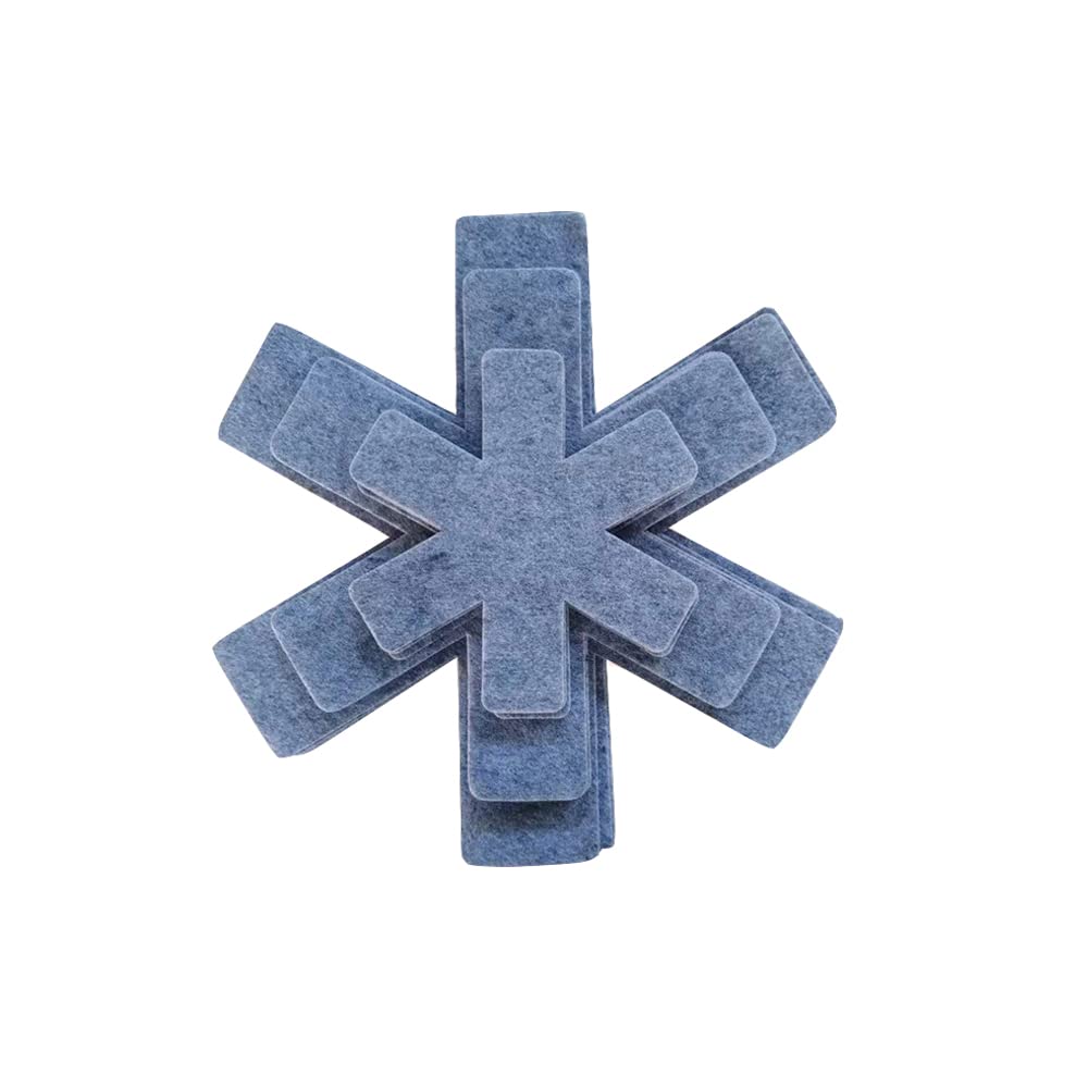 SagaSave Pot Dividers Pads - Grey, Non-woven Fabric, Set of 12 - Star Shape, Pot Protector