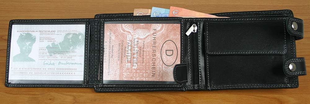 Genuine Leather Wallet for Men Bikerwallet CA$H with Chain Black & Brown …, Querformat mit Kette - Image 4
