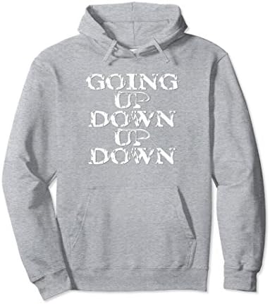 Unisex Going Up Down Up Down Pull Over Hoodie With Fishing Hooks Large Heather Grey