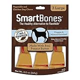 SmartBones SBPB-00218 Large Chews With Real Peanut Butter 3 Count, Rawhide-FreeChews For Dogs, Large | 3 Count
