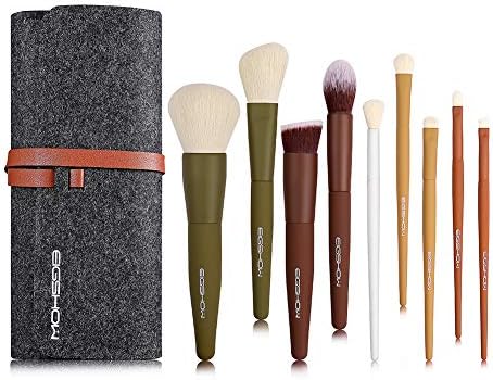 EIGSHOW Makeup Brushes, Set of 9, Face Brush, Cosmetic Brush, High Quality Fiber Hair, Super Soft, Cute, Includes Dedicated Pouch, Portable, Multicolor
