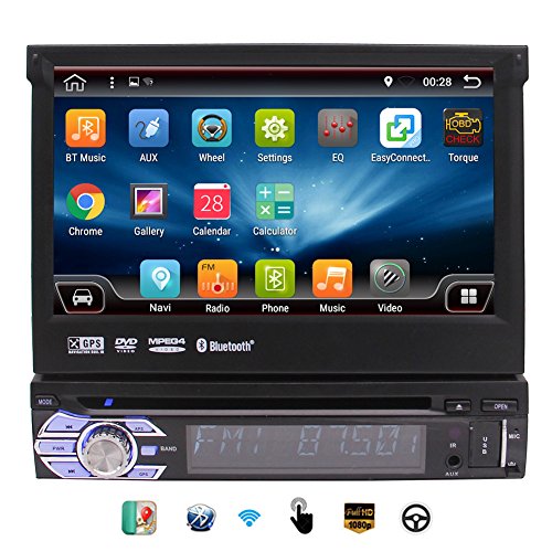 EinCar Car Stereo with Android 6.0 OS 2G RAM Single 1 Din 7   HD Touchscreen Car DVD Player In Dash GPS Navigation Auto Radio Receiver Support Video out/WiFi/Bluetooth/Subwoofer/Mirrorlink/CAM-IN