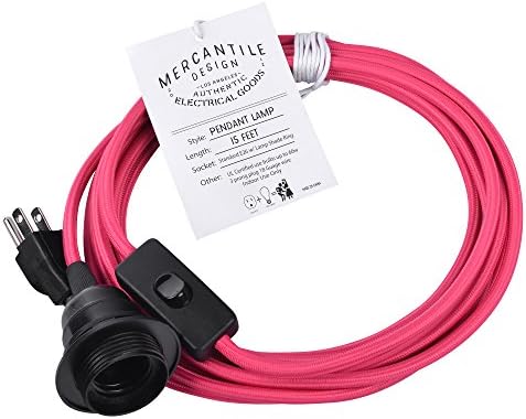 Swag Light Hanging Pendant Light Cloth Cord Kit Multiple Colors - Pink