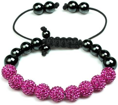 Shamballa Swarovski Octant Crystal Jewellery Beads Friendship Bracelet - Fuschia, Janeo Jewels