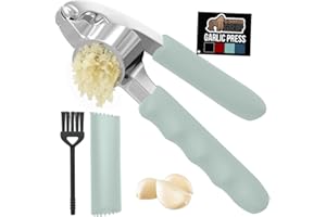 GORILLA GRIP Garlic Press and Peel Set, Heavy Duty Mincer Tool, Large Ergonomic Handle, Easily Mince and Crush Garlics, Ginge
