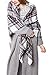 Zando Women's Fashion Soft Warm Tartan Plaid Oversized Scarf Blanket Wrap Shawl White Blue