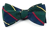 100% Woven Silk Boarding Stripe Midnight Navy and Hunter Self-Tie Bow Tie