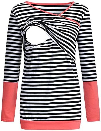 Women's Maternity Nursing Tops,Short Sleeve Double Layer Breastfeeding Shirts
