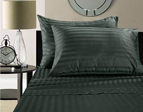 Addy Home Fashions  Egyptian Cotton 500 Thread Count Damask Stripe Sheet Set, Queen - DARK SLATE