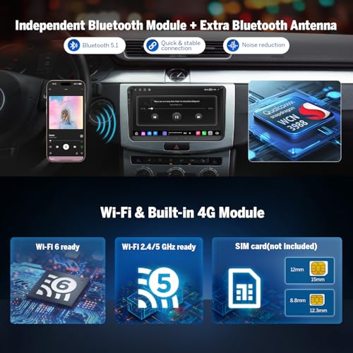 Eonon 9 Inch Car Radio for Volkswagen Seat Skoda Polo Golf V/VI Android 13 8GB+128GB 4G CarPlay Android Car Wifi GPS Bluetooth DSP EQ MirrorLink Reversing Camera
