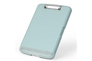 Rimilak Plastic Clipboard with Storage, 8.5 x 11 High Capacity Folio Nursing Case with Pen Holder, Size 14.2 x 9.6 x 1.2″ Folder Side-Opening for Classroom, Teacher, Smooth Writing, Dark Green