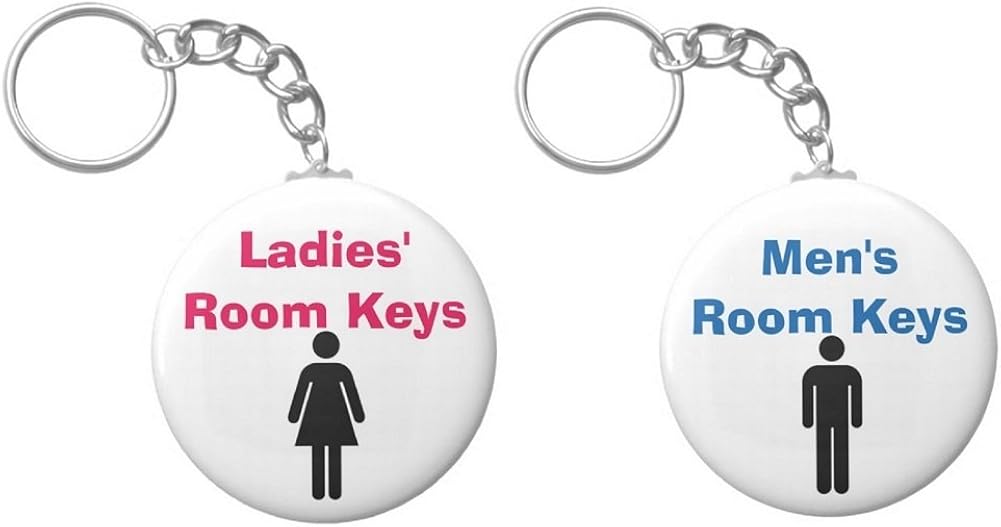 Set 2 Ladies' / Men's Room Keys 2.25” Keychains Bathroom