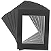 US Art Supply Art Mats Acid-Free Pre-Cut 5x7 Black Picture Mat Matte Sets. Includes a Pack of 25 White Core Bevel Cut Mattes for 4x6 Photos, Pack of 25 Backers & 25 Clear Sleeve Bags