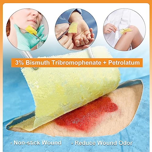 Carbou 4"x4" Medical Xeroform Petrolatum Dressing, Non-Adherent Gauze Pads, Soft Fine Mesh Gauze Patch for Wound Care, Burns, Lacerations, Skin Grafts & Surgical Incisions, 25 Individual Pack