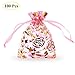 SumDirect Rose Drawstring Organza Bags - 60Pcs 4×5 Inches Mixed Color Rose Sheer Jewelry Gift Bags, Small Mesh Valentine Bags for Wedding Party Festival