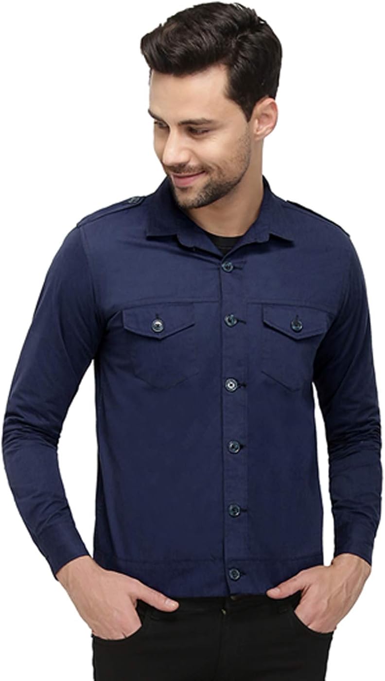 mens navy blue slim fit shirt