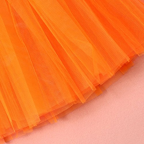 Women's 1950s Vintage Petticoats Bubble Tutu Dance Half Slip Skirt Orange