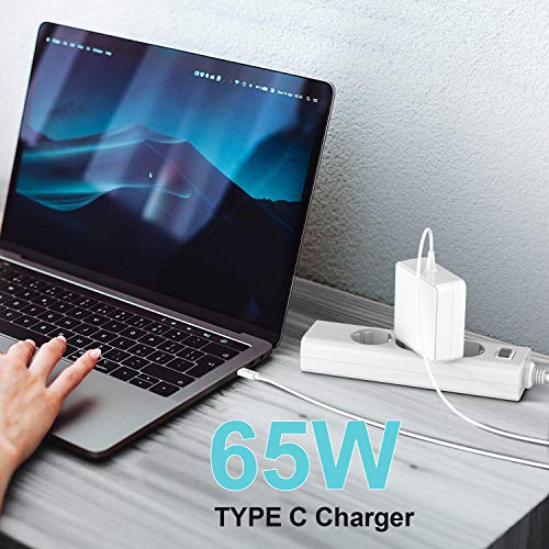 Cargador-USB-C-Adaptador-Corriente-USB-C-65W-Cargador-Compatible-con-Mac-Book-ProAir-i-Pad-Pro-i-Phone-1111-ProPro-Max-HUAWEI-HP-ASUS-Mayoria-de-Los-Dispositivos-Tipo-C-Cable-USB-C-60ft