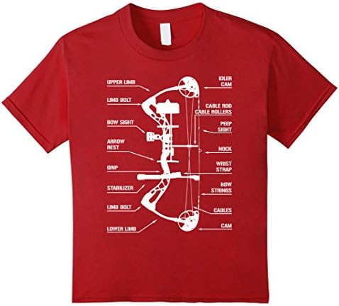 unisex-child Compound Bow Archery Hunting Anatomy T Shirt - Funny Bow 8 Cranberry