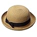 OULII Fashion Women's Girls Bowknot Roll-up Wide Brim Dome Straw Summer Sun Hat Bowler Beach Cap (Light Coffee)