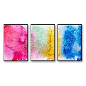 3 Piece Framed Canvas Home Artwork Decoration Watercolor Sfumato Canvas Wall Art for Living Room, Bedroom - 16"x24"x3 Panels