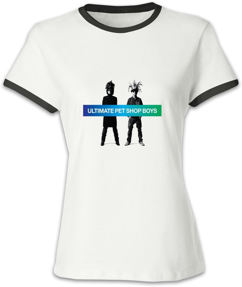 Women's Pet Shop Boys O Neck Short Sleeve Color Block T-Shirt Black US Size M