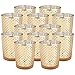 Just Artifacts Glass Votive Candle Holder 2.75-Inch (12pcs, Lattice Gold) - Mercury Glass Votive Tealight Candle Holders for Weddings, Parties and Home Decor