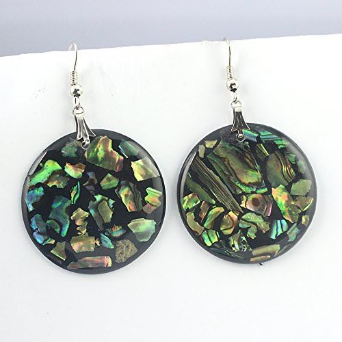 BEST FINISH ABOLENE SHELL FASHION JEWELRY .925 SILVER PLATED EARRINGS S24450 2.5 inches