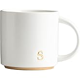COLLECTIVE HOME - Monogram Ceramic Mugs, 15 oz Golden Initial Coffee Cups, Elegant Alphabet Tea Mugs, Elegant Personalized Mug with Gift Box, Luxurious Cups for Office and Home (s)