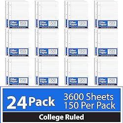 Notebook Paper, Loose Leaf Paper, College Ruled