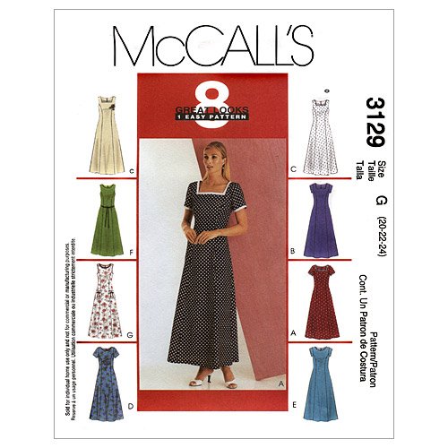 McCall's Patterns M3129 Misses'/Miss Petite Dress, Size G (20-22-24)