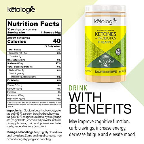 Ketologie BHB Exogenous Ketones Powder with Probiotics (Pineapple