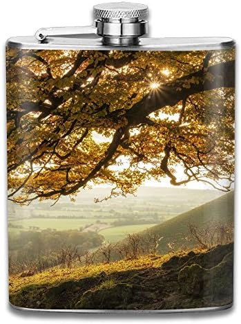 SmallHan Beautiful Golden Autumn Tree Lit By Sunlight In Landscape Good Quality 304 Stainless Steel Flask 7oz