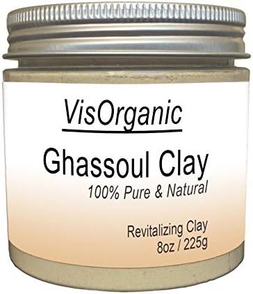 VisOrganic Ghassoul (Rhassoul) Clay Facial Mask and Hair Shampoo - Even Out Skin Tone, Reduce Blemishes and Rejuvenate Your Skin's Natural Glow with this 100% Pure, Organic and Detoxifying Treatment