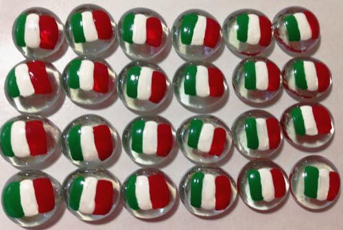 Italian Flag - Set of 24 Hand Painted Glass Gems; Party Supplies, Party Favor, Decoration, Token, Memoir, etc.let Your Imagination Run Wild!, Crafts etc, Italian Flag