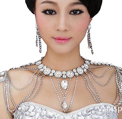 Onebest Wedding Bridal Women Crystal Rhinestone Shoulder Body Chain Necklace Jewelry