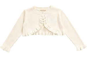 YCCUTEST Toddler Baby Girl Sweater Crop Top Knit Cardigan Long Sleeve Ruffled One Button Cute Outwear Kids Fall Shrug Cover Up