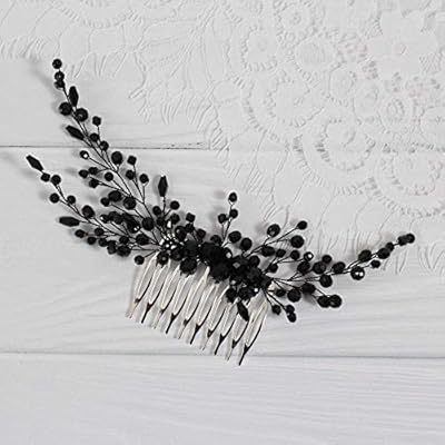 Deniferymakeup Women Black Hair Comb Vintage Headpiece Crystal