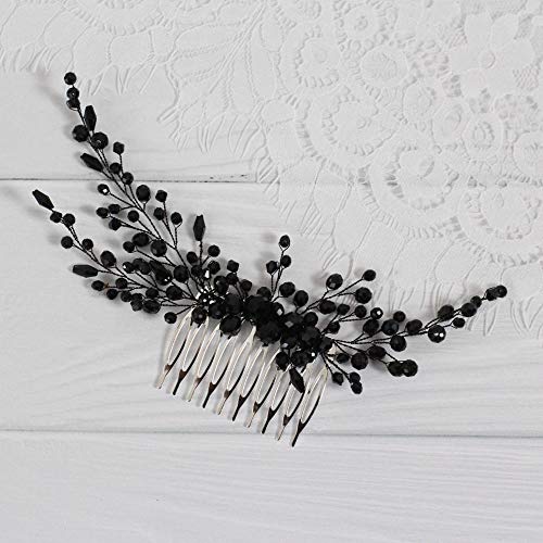 Deniferymakeup Women Black Hair Comb Bridal Vintage Headpiece Crystal Women Hair Comb Bridal Hair Comb Wedding Hair Piece Party Accessories Jewelry Set Rhinestone Head Piece Black Hair Accessories