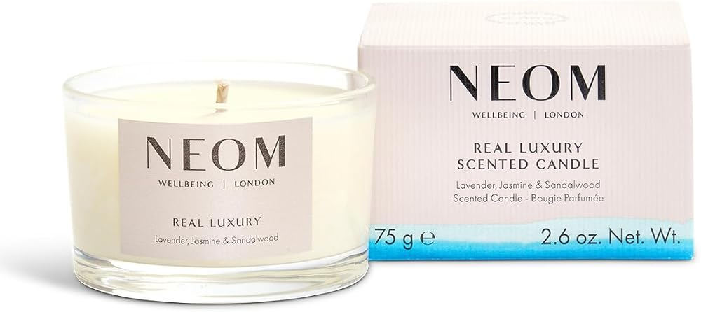 Neom Real Luxury Travel Candle Lavender Jasmine Sandalwood 75g