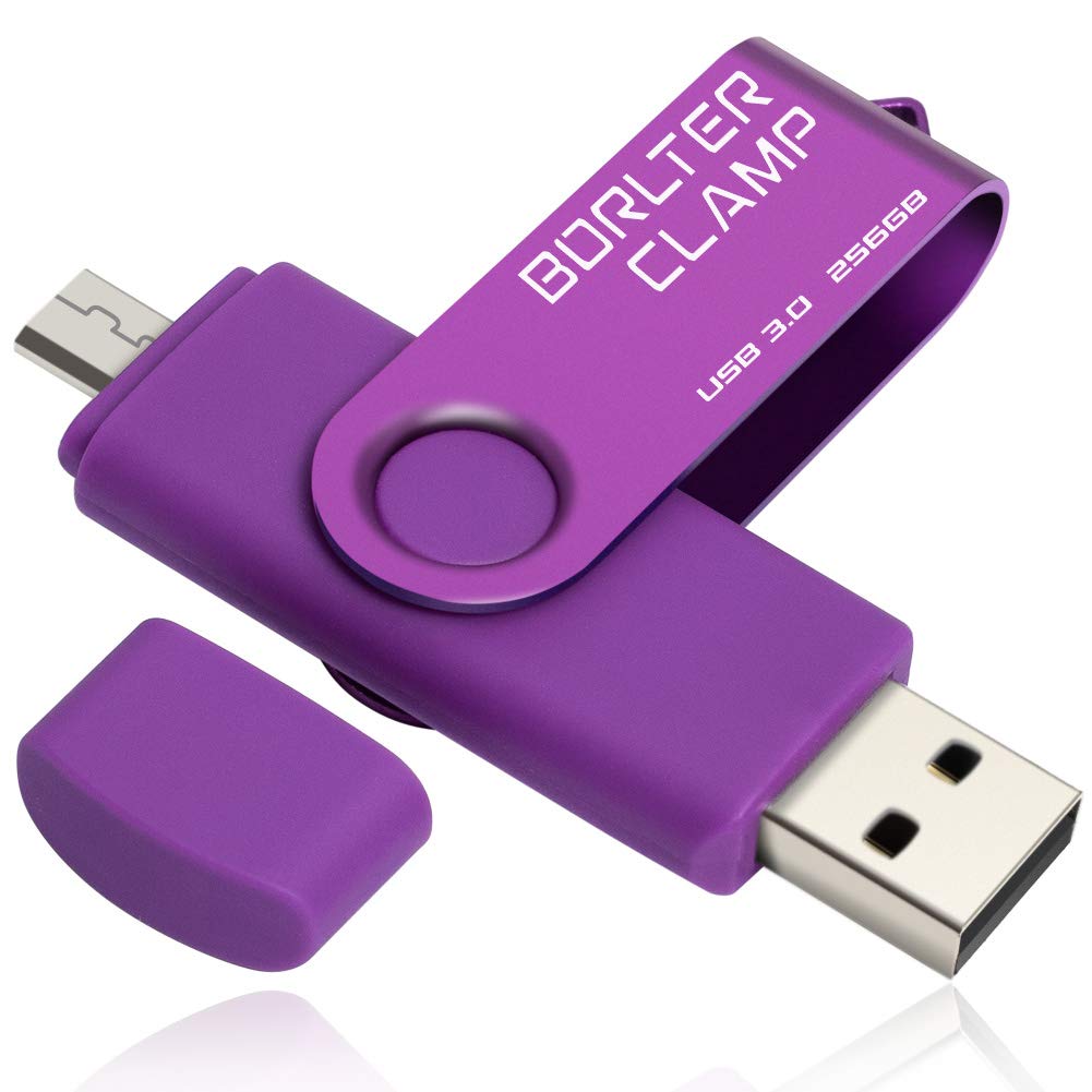 256GB Dual USB 3.0 Flash Drive OTG Memory Stick, Pendrive with microUSB Drive for Android Phone, Tablet and Computer (Purple)